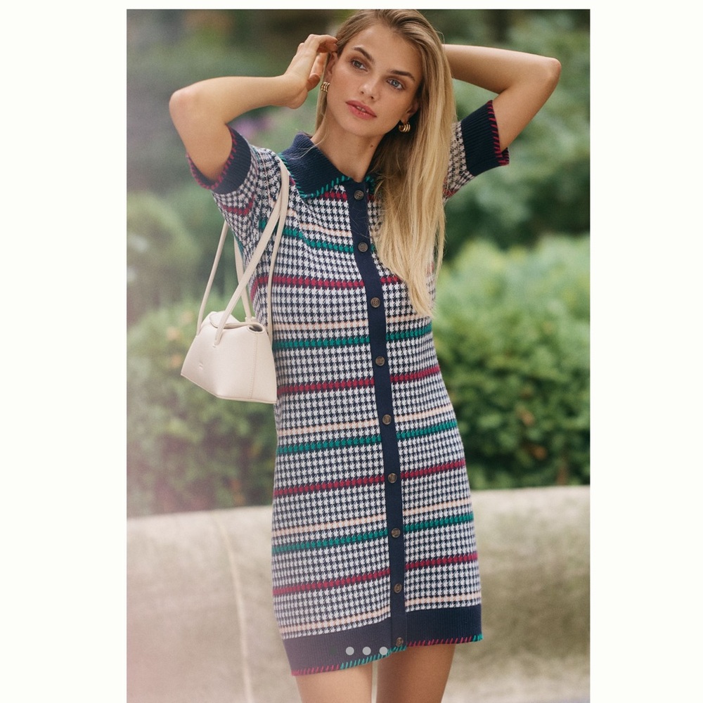 Maeve Button-Down Sweater Shift Mini Dress